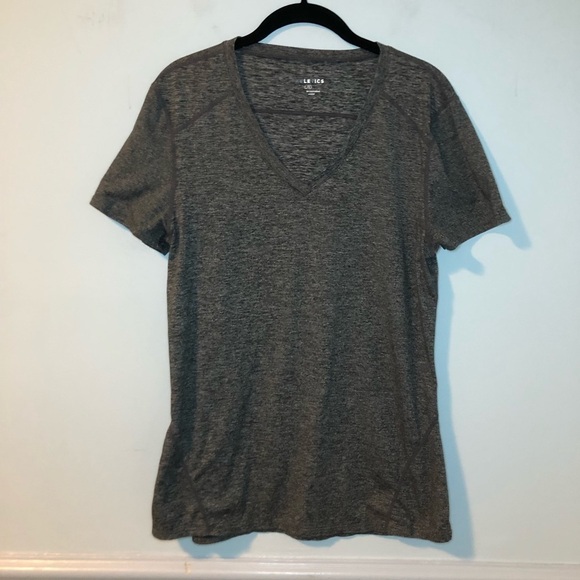 Fabletics Gray Short Sleeve V-Neck Athletic Top Size Large - Picture 1 of 6